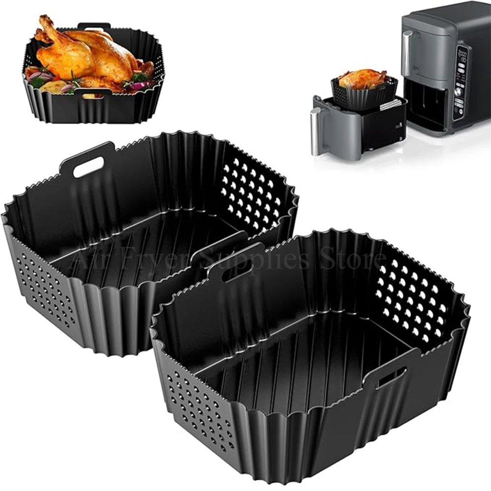 Air Fryer Silicone Liners for Ninja Double Stack SL400 SL401 Air Fryer Basket Oven Baking Tray Reusable Air Fryer Accessories