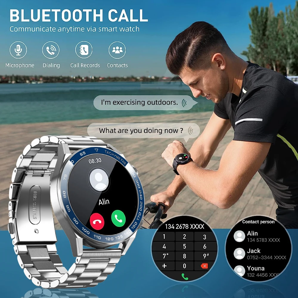 Reloj inteligente deportivo para hombre, pulsera resistente al agua con Bluetooth, llamadas, NFC, Pantalla AMOLED pulgadas de 2023, para HUAWEI y