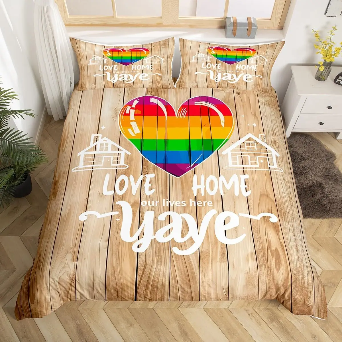 

Rainbow Heart Duvet Cover Multicolor Pride Special Day Culture Bedding Set Microfiber Quilt Cover King For Boys Girls Room Decor