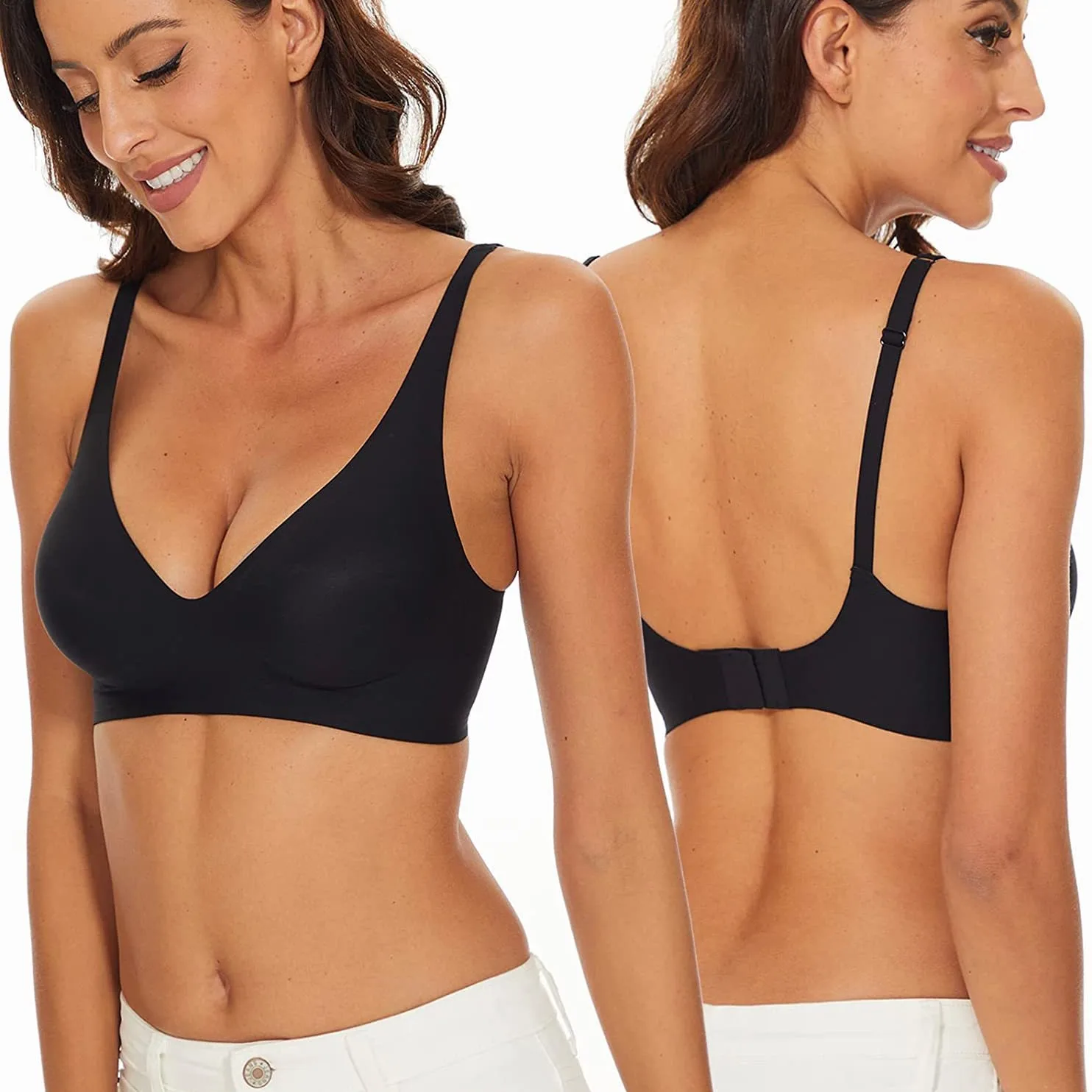 Sujetador Sexy sin costuras para mujer, sostén sin aros ajustable, ropa interior femenina, Bralette acolchado de realce, lencería íntima