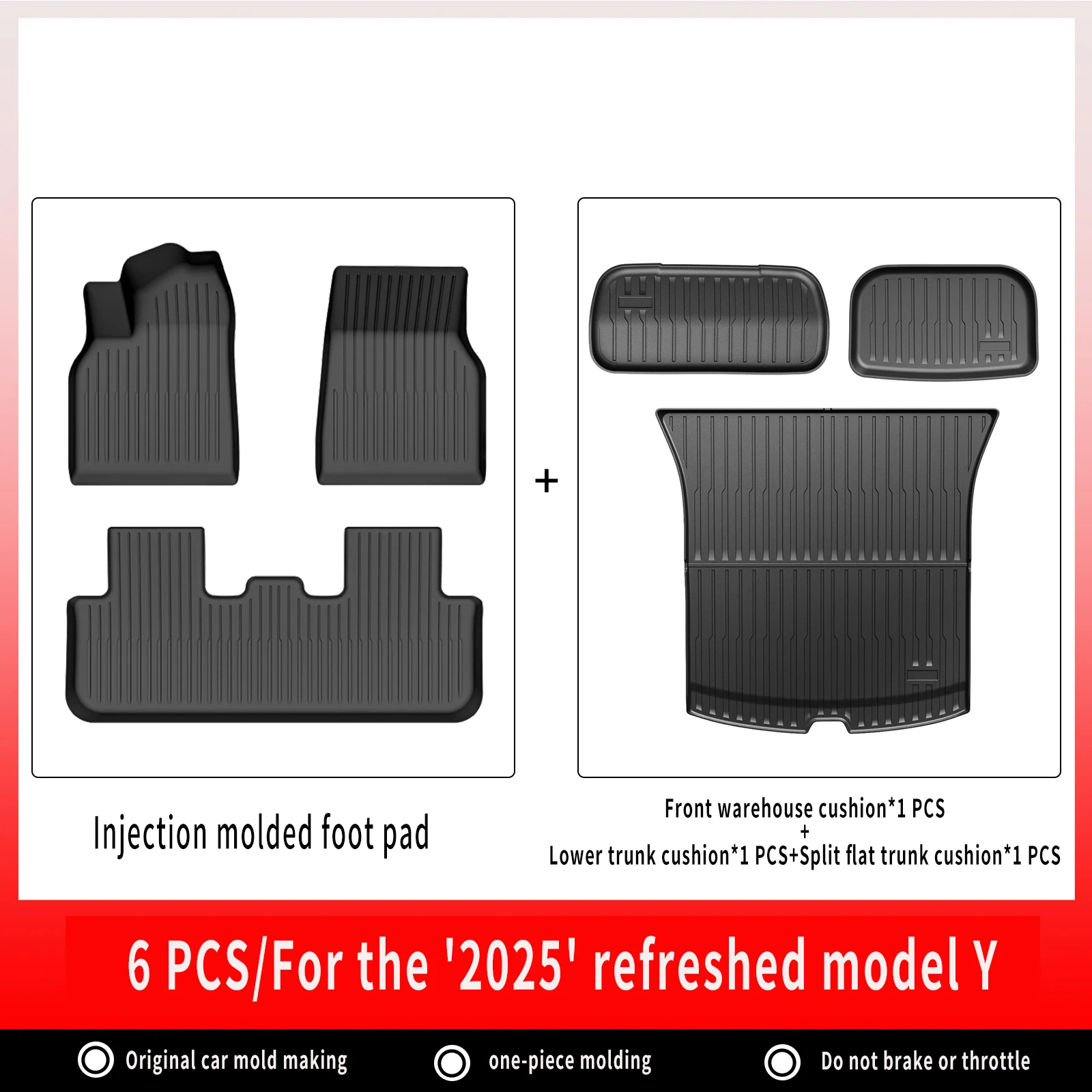 Voor nieuwe Tesla Model Y Launch 2025+ Juniper 2025+ TPE-vloermatten en ladingvoering, kofferbakmatten voor alle weersomstandigheden Vloervoering Rugleuningmatten