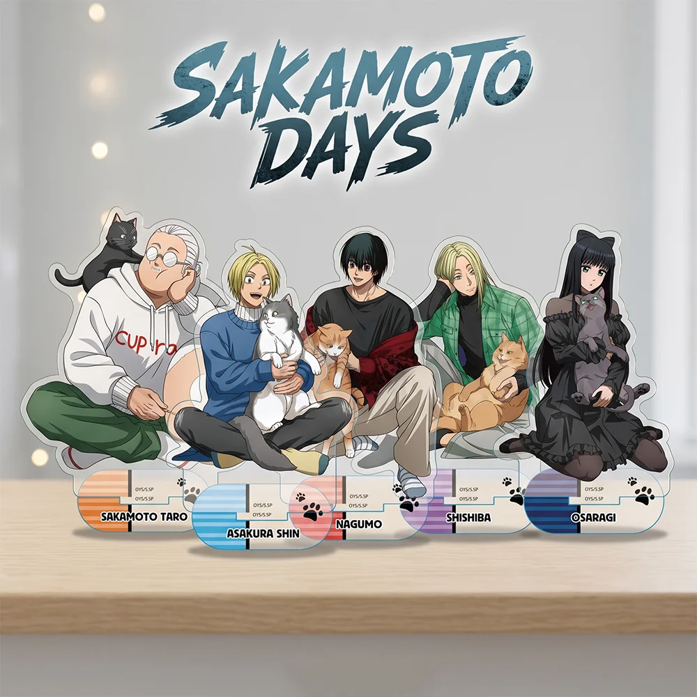 SAKAMOTO DAYS Playing With Cat Ver 15CM Double Sided Acrylic Stand Keychain 2026 NEW Anime Stand Yoichi Shin Desk Decor Gift