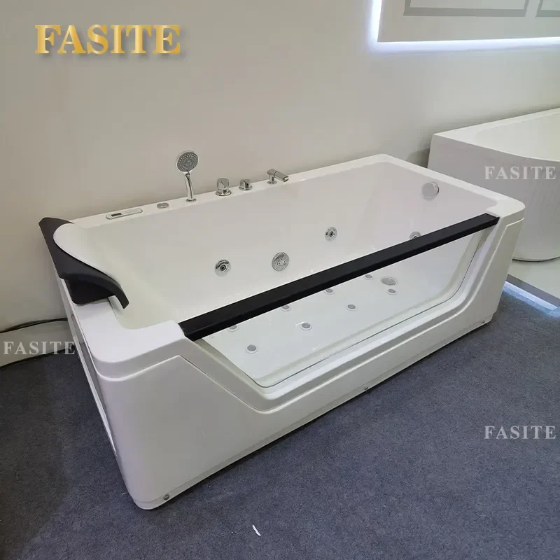 For Nordic Simple Square Acrylic Bathtub Three-sided Skirt Glass Tank Bubble Massage Constant Temperature Single Person