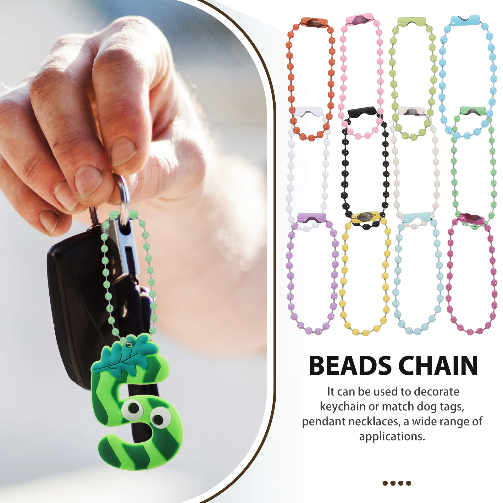 

200pcs Chain Tag Ball Christmas Tree Pendant Chains Colorful Keychains Jewelry Making Metal Chains Decorative Beads