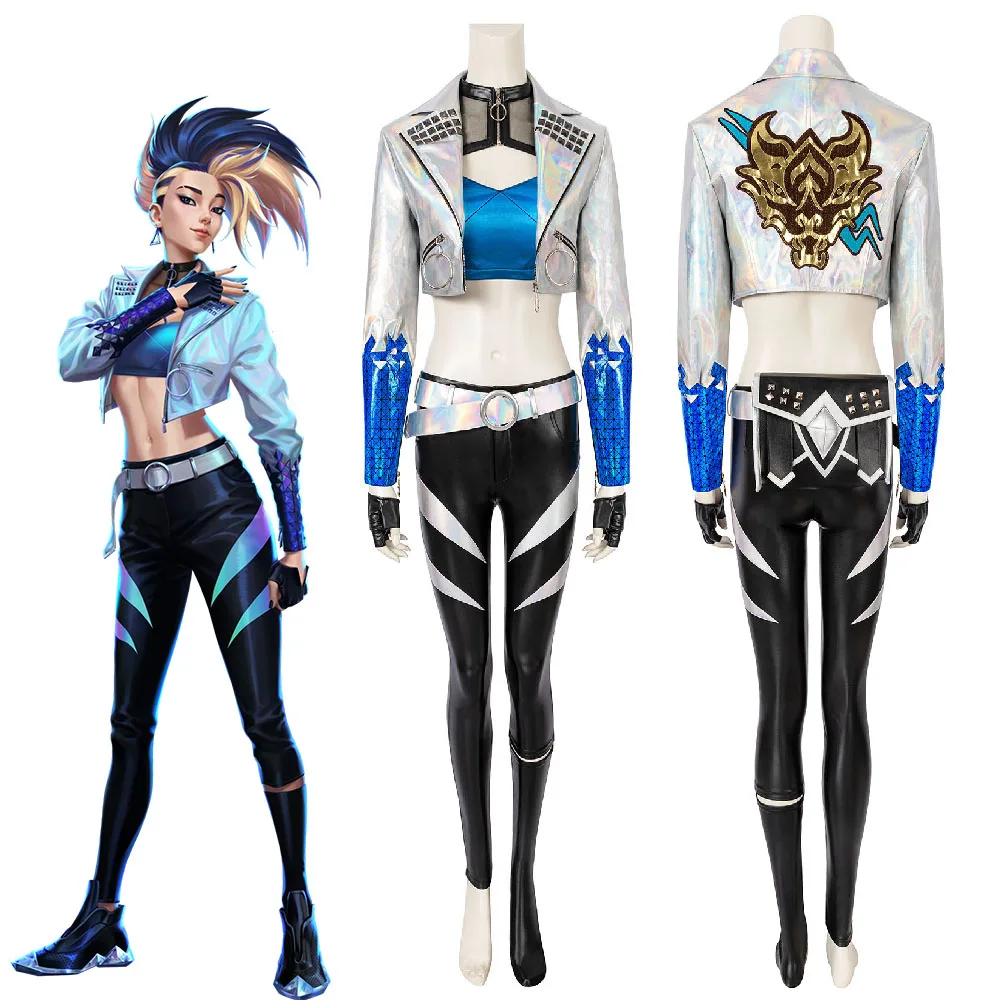 

Game LOL KDA Akali Cosplay Costume For Women Sexy Uniform Battle Suit Halloween Carnival Party Stage Music Show Full Set