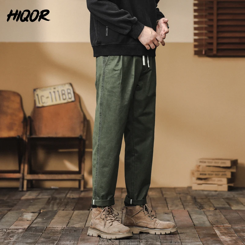 HIQOR New In Pantalones Cargo Trousers For Men Spring Autumn Pantalon Homme Solid Vintage Baggy Cargo Pants Man Pantalon Cargo