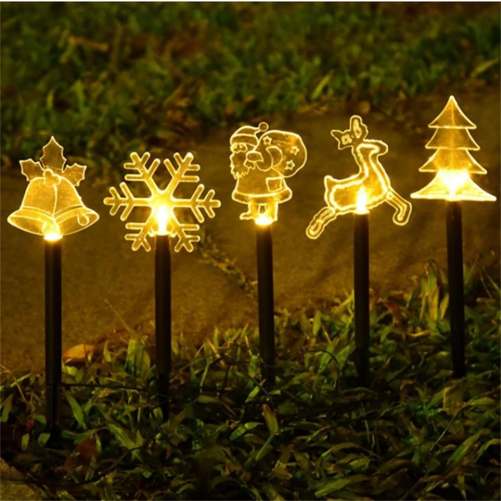 

Christmas Outdoor Solar Lamp Including Reindeer Christmas Trees Snowflake Santa Jingle Bells Themes Waterproof Courtyard Lights