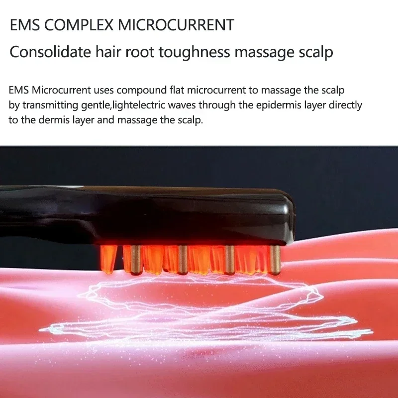 EMS Electric Massage Comb Vibration Red Blue Light Therapy Hair Growth Massage Head Scalp Brush Anti Hair Loss Liquid Massager