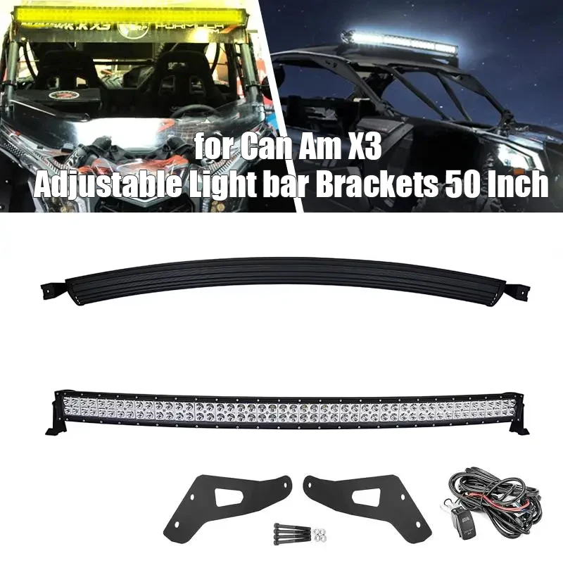 52-дюймовый светодиодный светильник 288 Вт для внедорожного грузовика, внедорожника, квадроцикла, трактора, лодки, верхнее крепление на крыше лобового стекла для Can Am 2017- 2024 гг. 52-дюймовый светодиодный светильник 288 Вт для внедорожного грузовика, внедорожника, квадроцикла, трактора, лодки, верхнее крепление на крыше лобового стекла для Can Am 2017- 2024 гг.
