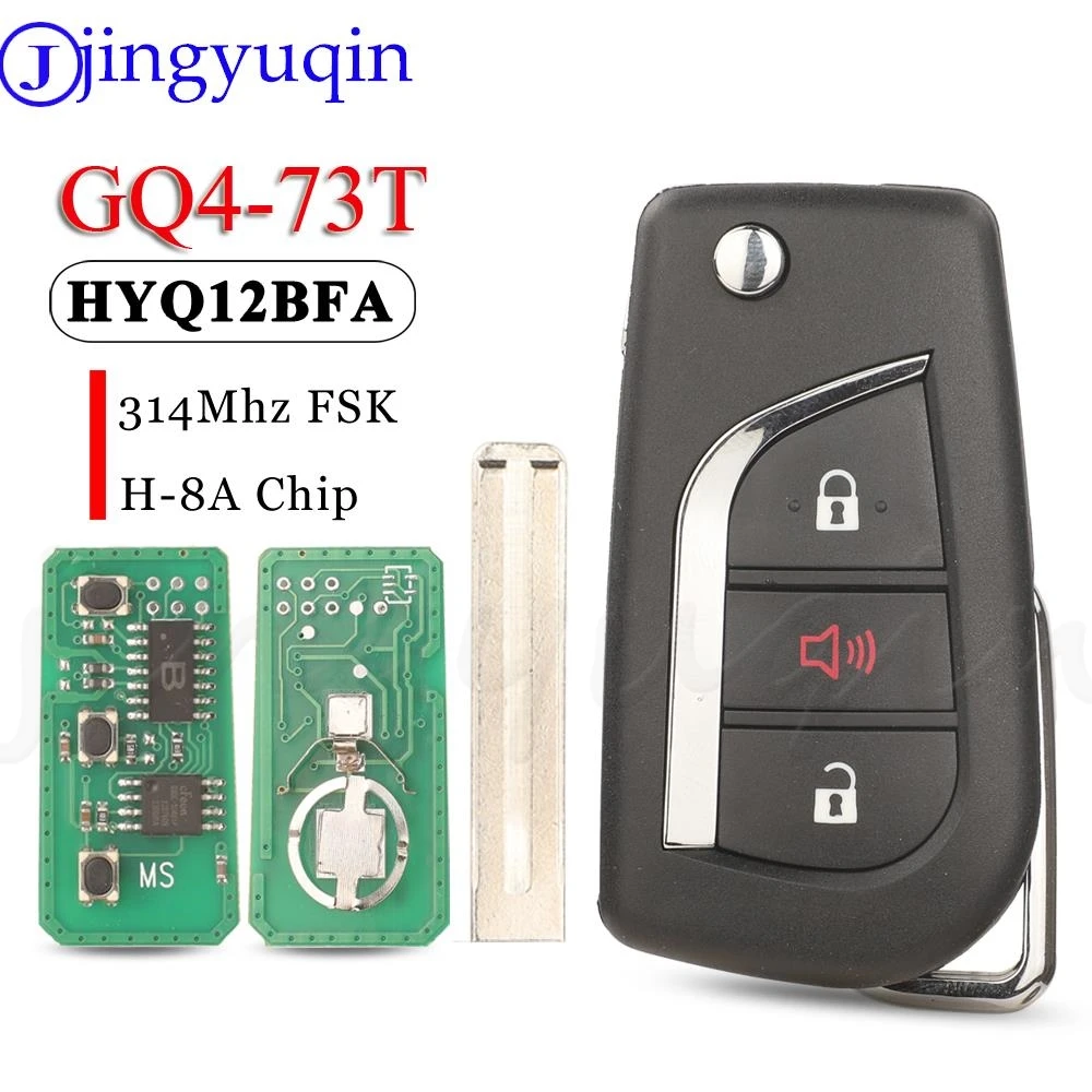 jingyuqin GQ4-73T HYQ12BFA 3BTN Flip Remote Car Key Fob 314MHZ FSK H (8A) Chip For Toyota RAV4 Camry Corolla 2015 - 2021