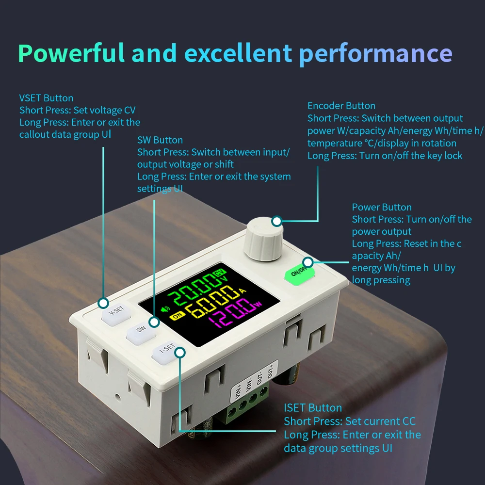 60W/120W CNC DC Step-Up/Step-Down Converter, DC6-36V Adjustable Regulated Power Supply, Solar Charging Module