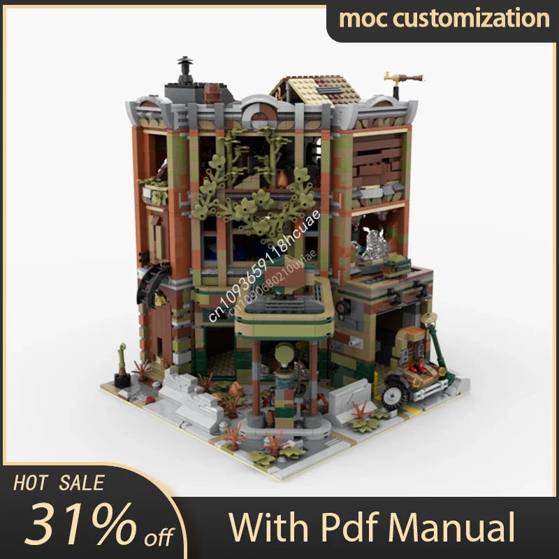 

2968 шт., креативный эксперт, угловой гараж, версия апокалипсиса, Moc-10264, вид на улицу, архитектурная модель, строительные блоки, игрушки для детей
