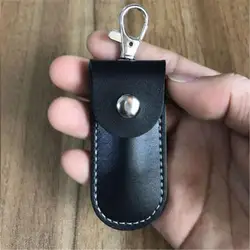 Fine Stitching U Disk Case Usb Drive Protective Case with Keyring Closure Fine Workmanship Faux Leather Pouch for Flash Drives