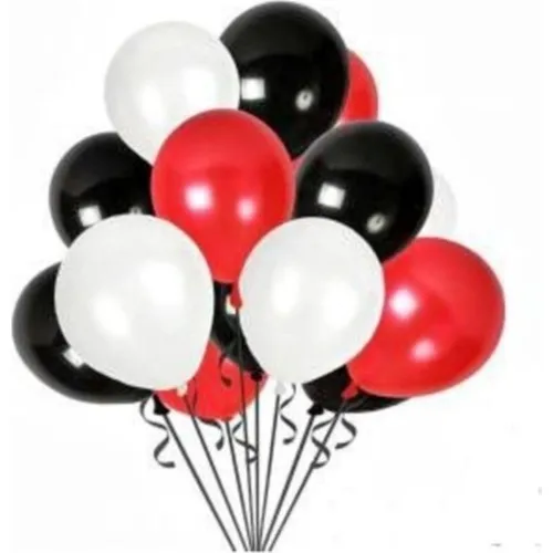 Happyland Christmas Red-Black-White Metallic Pearlescent Balloon 30 Pcs