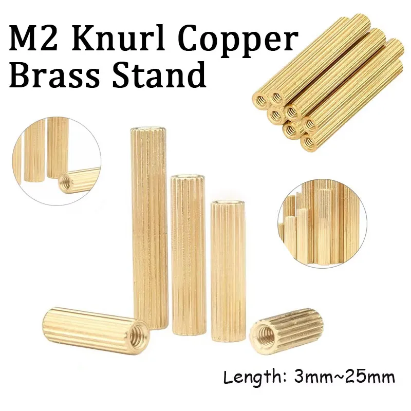 

100Pcs Female Brass Threaded Column Standoff Support M2*L L=3mm to 25mm Pillars Brass Standoff Spacer