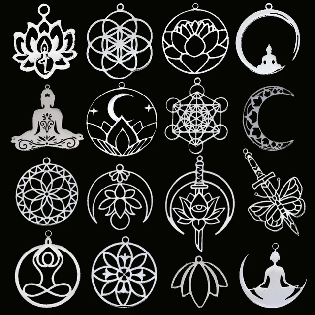3 szt. DIY kolczyki kwiat lotosu Yogo budda wisiorek ze stali nierdzewnej urok do tworzenia biżuterii naszyjnik religia Amulet akcesoria