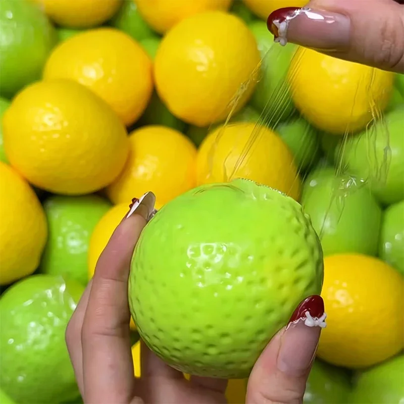 Handmade Crispy Lemon Squeeze Toy Color-Changing Crunchy Squishy Fidget Ball ASMR Sensory Stress Relief Fruit Crunch Toy