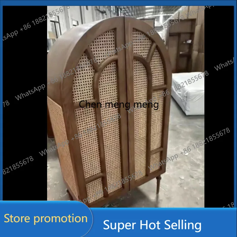 

D46 French retro arched solid wood bookcase household bookcase TV side cabinet storage