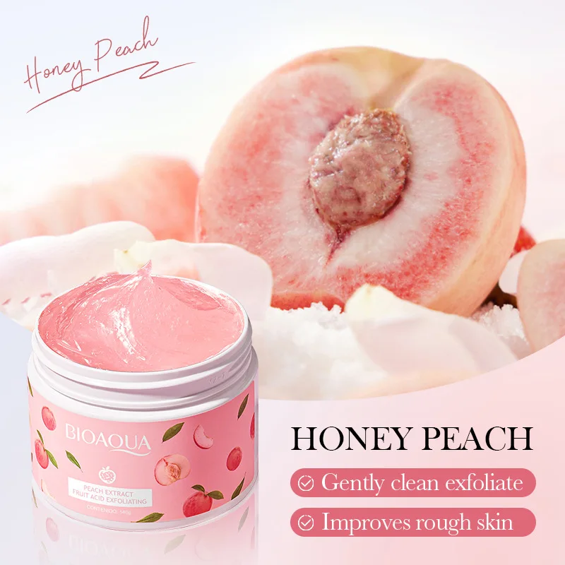 140g BIOAQUA Peach Exfoliating Cream Body Scrub Body Foot Back Exfoliator Tender Smooth Brightening Skin Care Exfoliation Creams