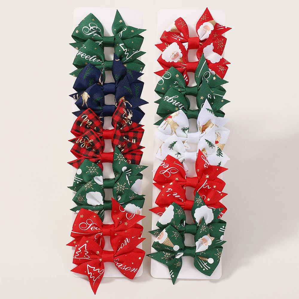10/20Pcs Weihnachten Schneemann Santa Claus Bögen Haar Clips Baby Mädchen Band Bowknot Haarnadel Kinder Headwear Liefert Haar Zubehör