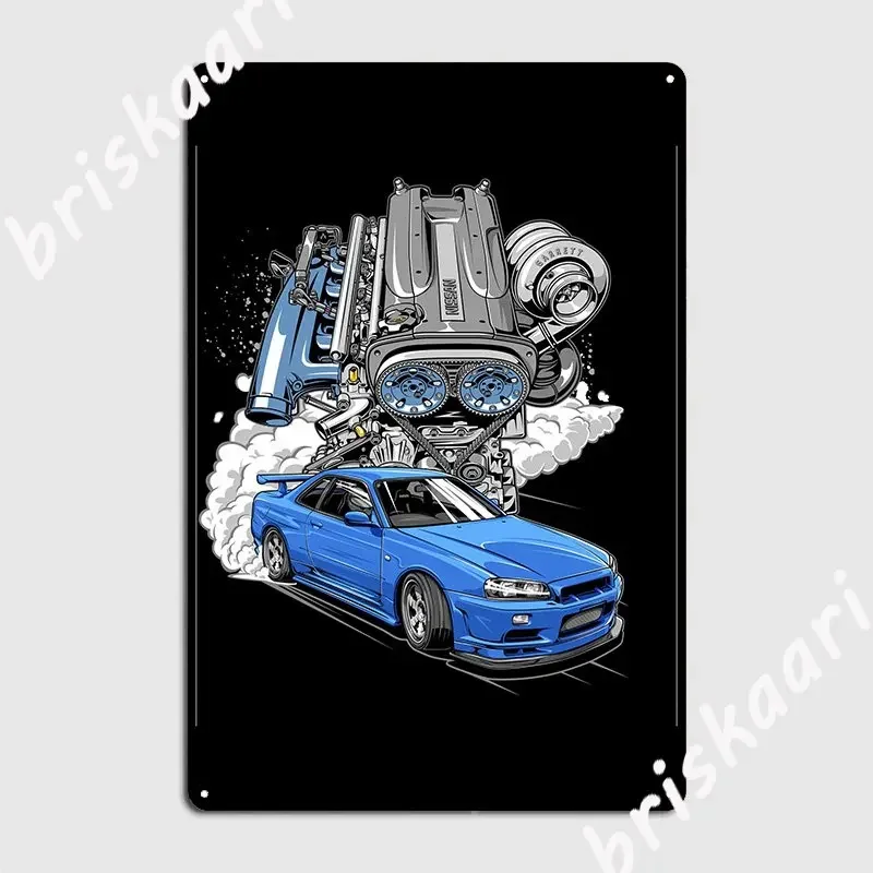 Rb26 Skyline R34 Metal Sign Decoration Living Room Club Party Plaques Tin Sign Poster