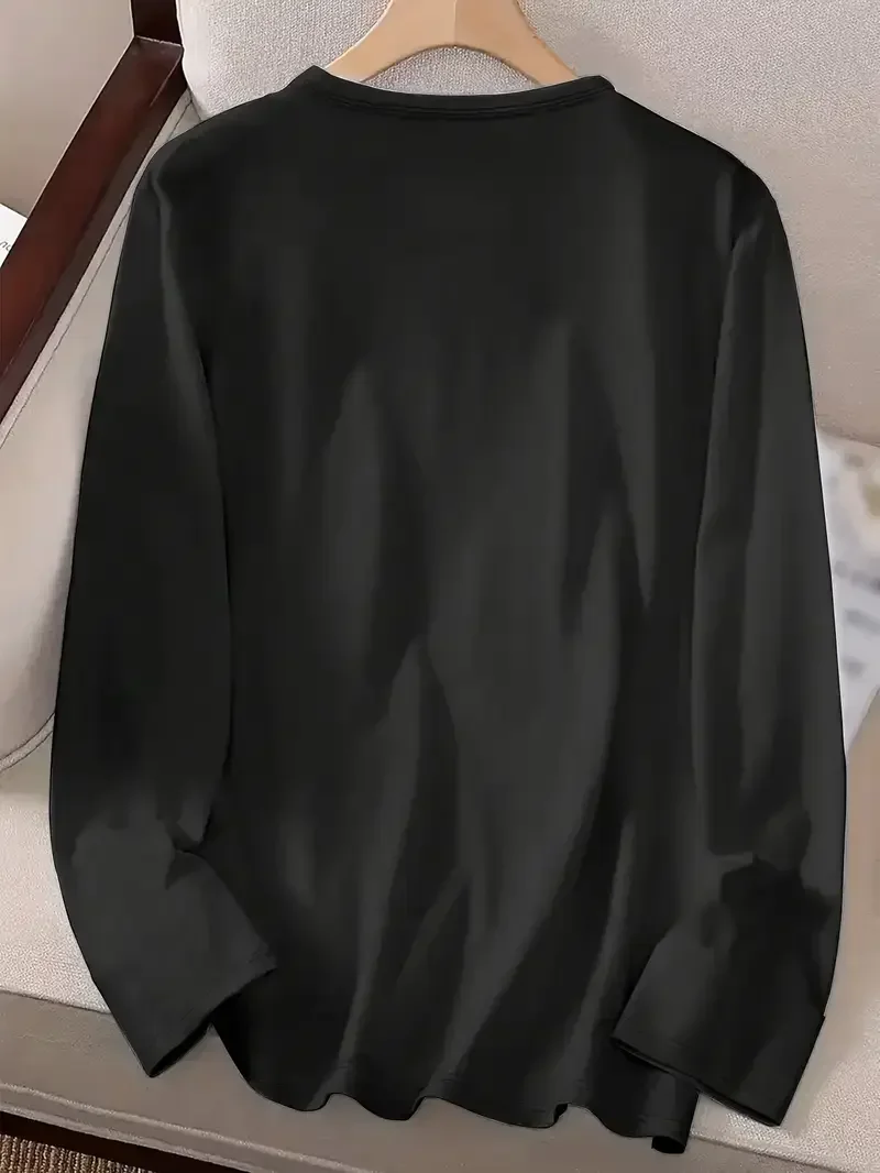 T-shirty plus size dla kobiet i mężczyzn z nadrukowanymi wzorami, bawełniana odzież, codzienne koszulki z długim rękawem i okrągłym dekoltem.