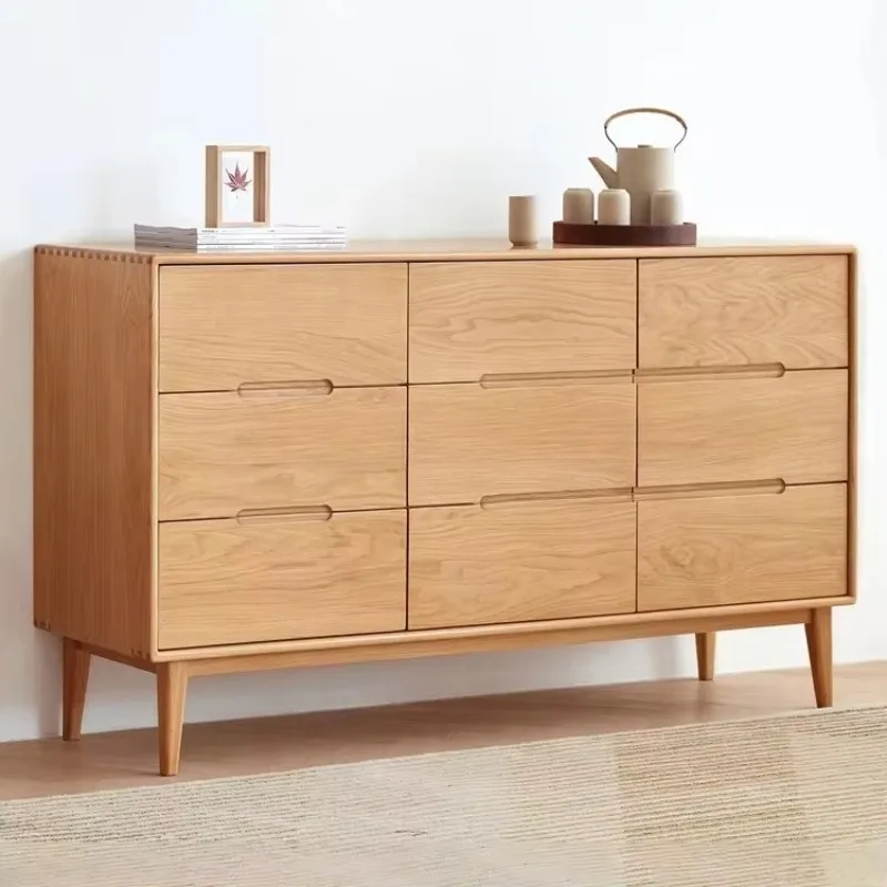 Simple modern Nordic style solid wood wood home furniture 9 chest of drawers