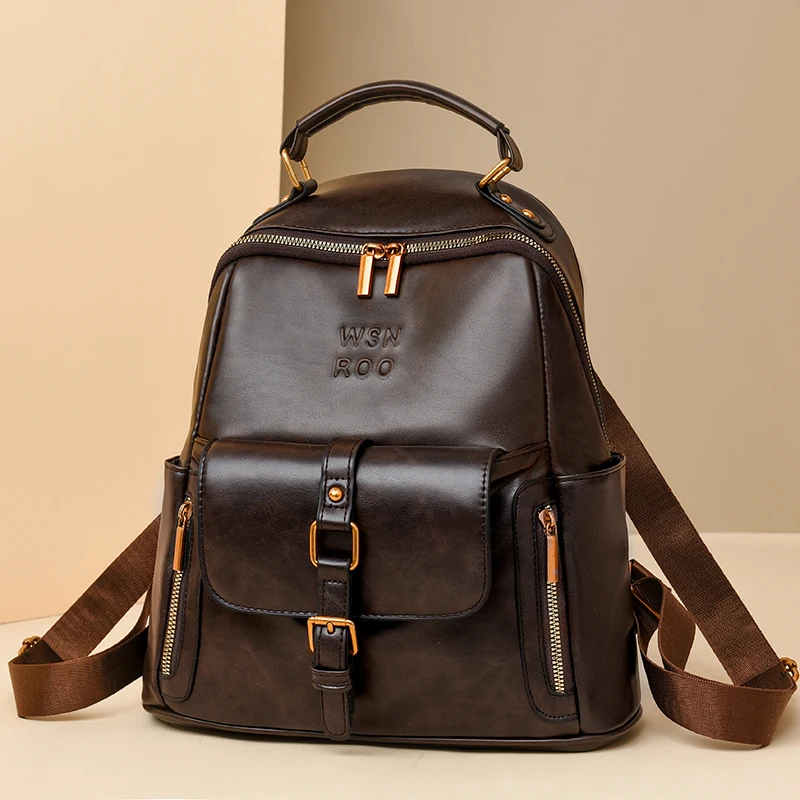 2025 Luxury Retro Style Women Backpack Fashion Brand Designer Handbag High Quality PU Leather Shoulder Bag For Ladies Daily Use
