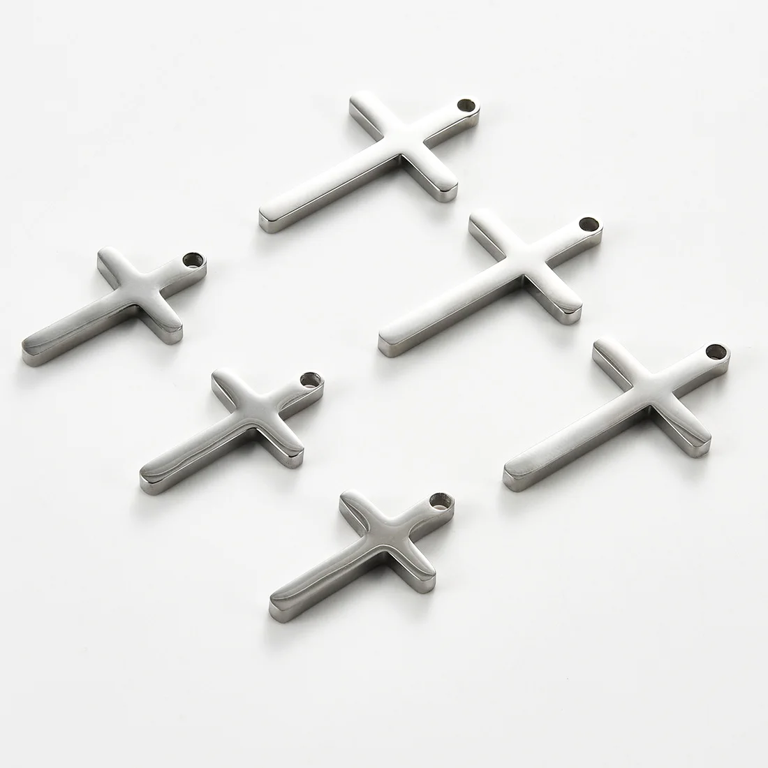1Pc Stainless Steel High Polished Cross Pendants S/L Silver Color Christian Cross Charm For Necklace Bracelet DIY Jewelry Supply