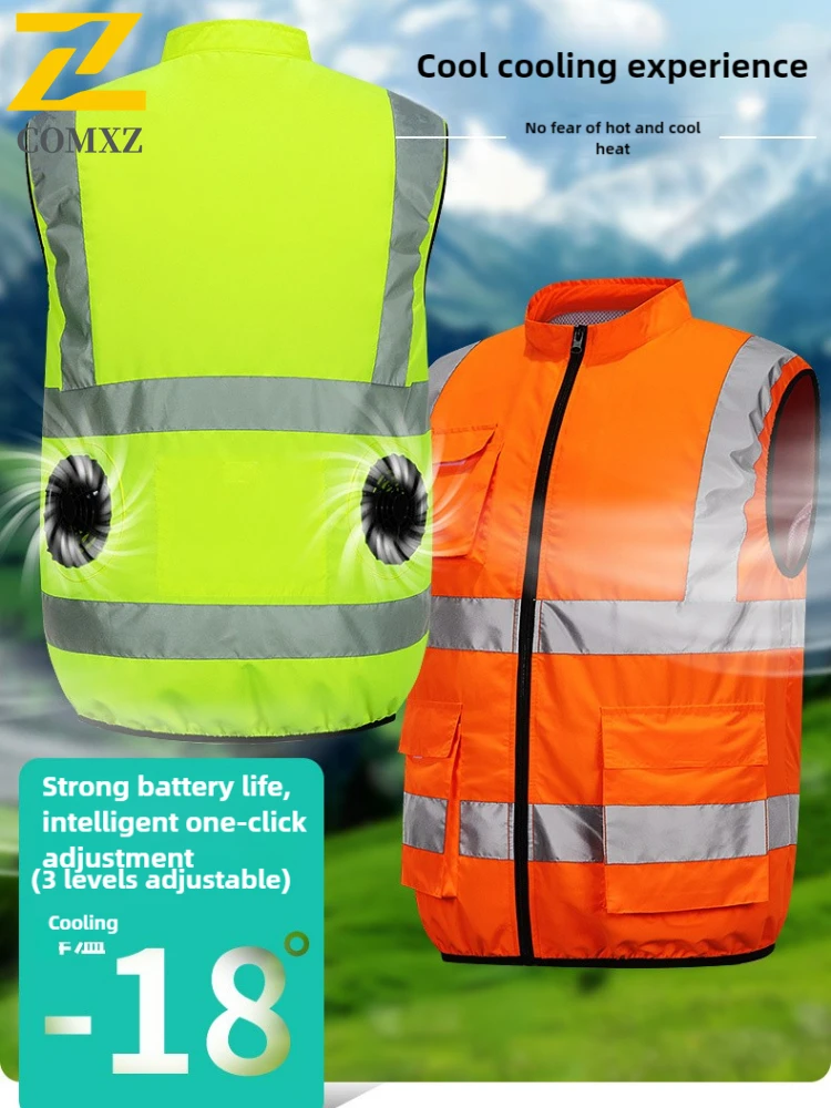 Fan Vest Men's Summer USB Air Conditioning Refrigeration Clothes Outdoor Fishing Anti-summer Fluorescent Sleeveless Work Jacket