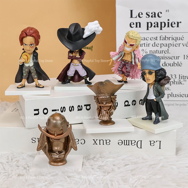 One Piece Anime Figure Set Luffy Ace Hancock Mihawk Teach Borsalino Toy Big Size PVC Figures Collect Model Dolls Set Toy Gift