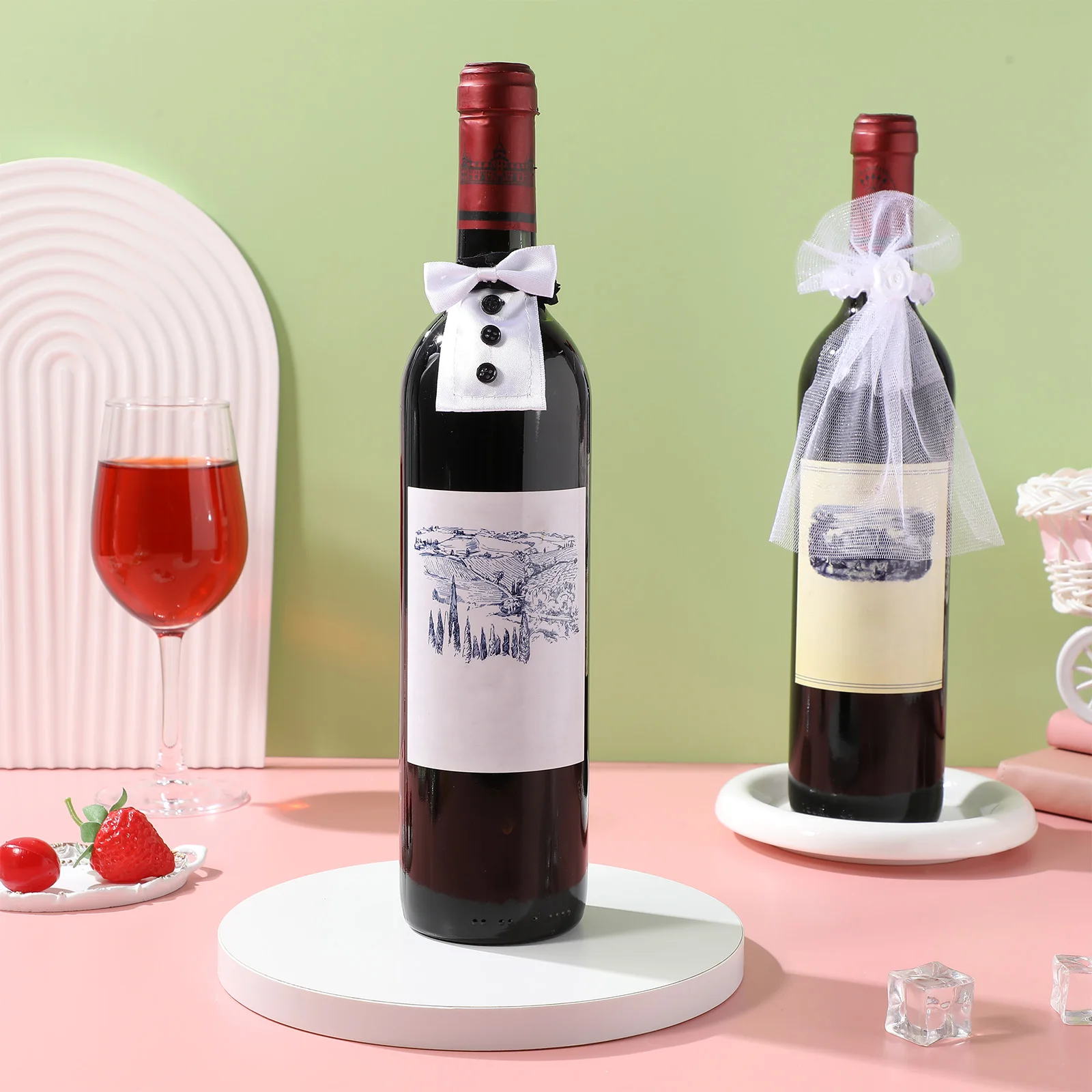 

Bottle Cover Bride Groom Veil Sweater Wedding Decoration Fashionable Bar Tools Lightweight
