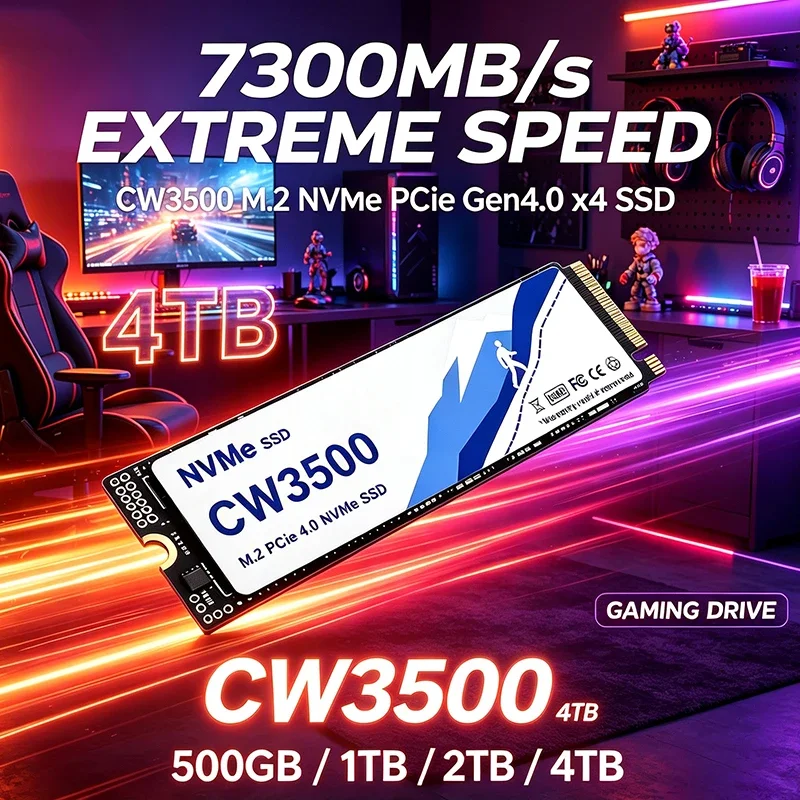 CW3500 NVMe SSD PCIe Gen4 High Performance Internal Drive 500GB 2TB 4TB M.2 2280 SSD Storage Upgrade For Desktop Laptop