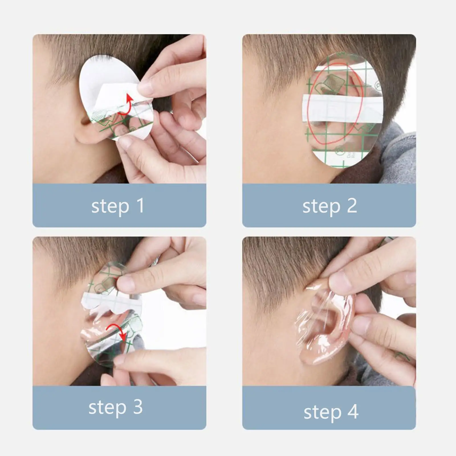 Clear Waterproof Ear Stickers PU Membrane Ear Cover Adhesive Earmuffs for Babies Shower Bathing Swimming Accessories