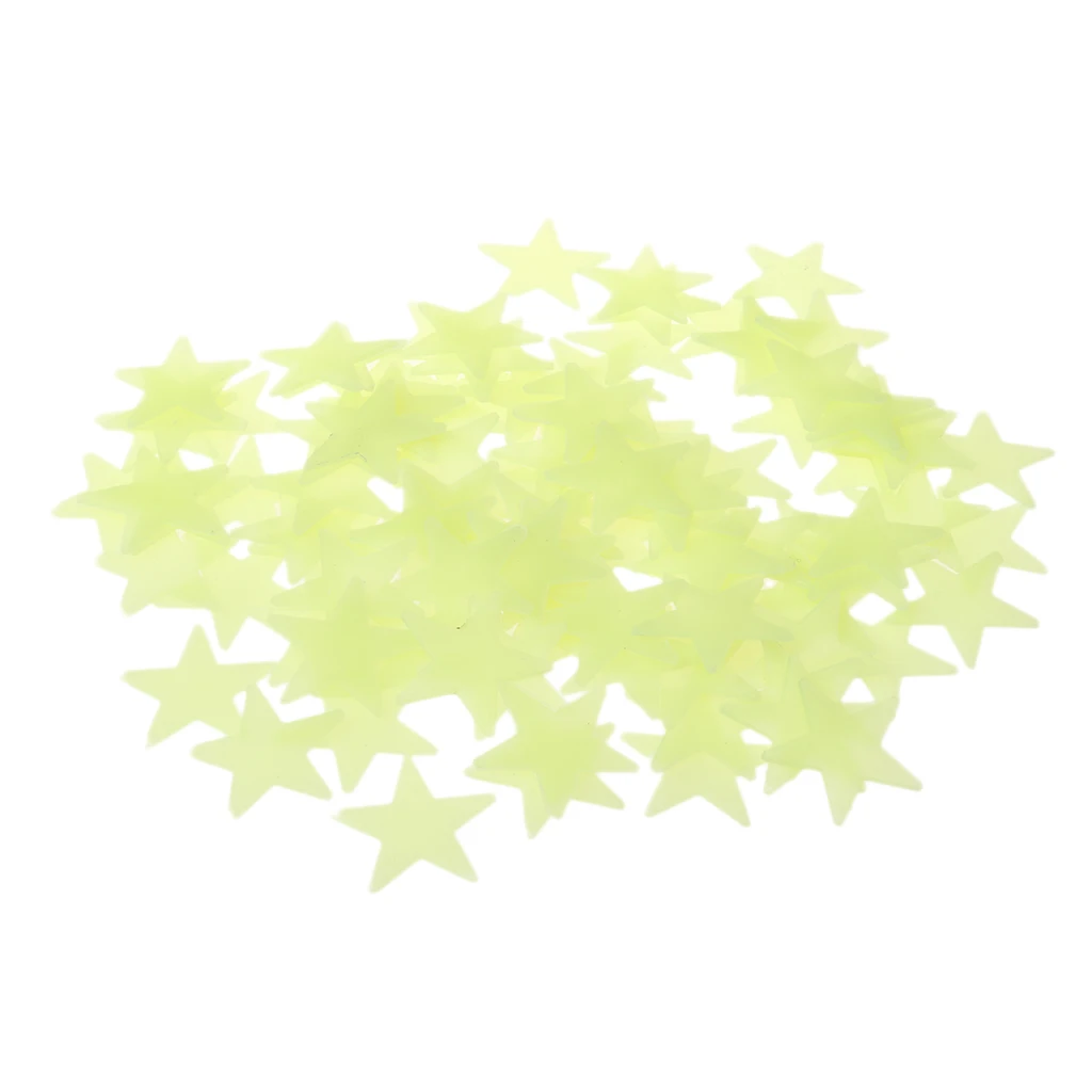 100Pcs Glowing Stickers Wall Glow In The Dark Stars Luminescent Sign Vinyl Stickers Decal Ceiling Wall Window Decor