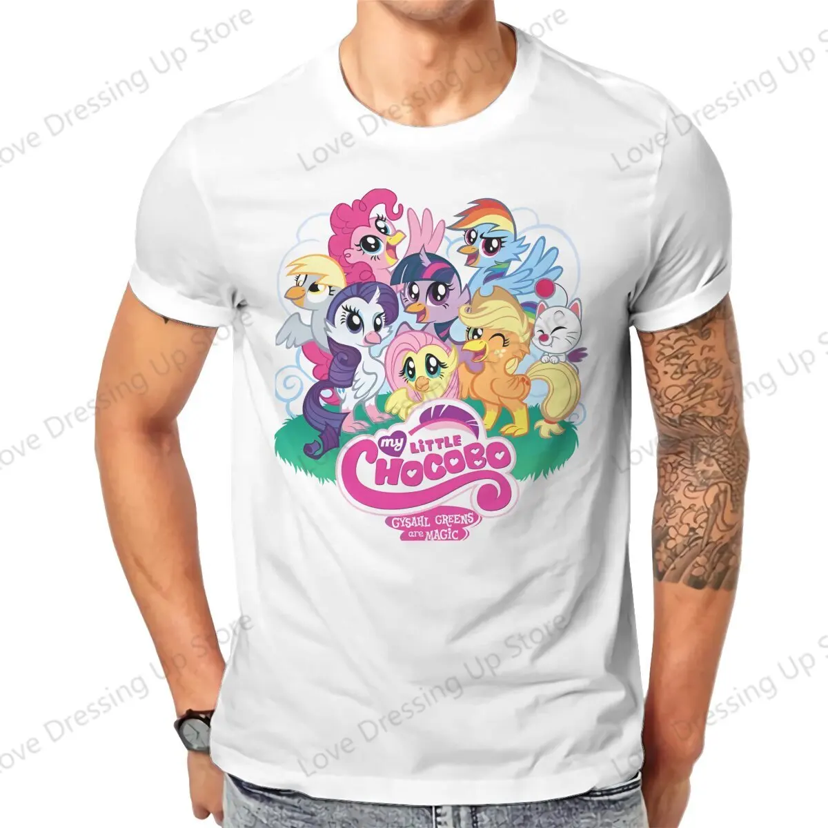 Mlp 100% Cotton Sport Men T-Shirt My Little Chocobo Short sleeve Tshirts O-Neck Tee Funny Tops