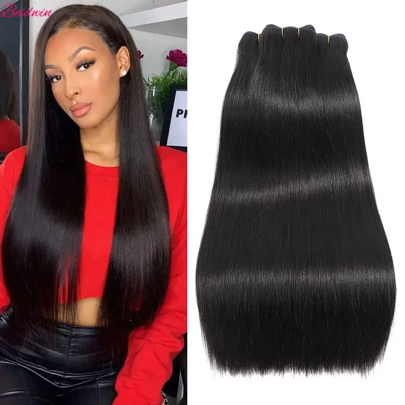 

10-28 дюймов, прямые пучки человеческих волос, бразильский натуральный цвет, наращивание человеческих волос Remy, двойной уток волос 1, 3, 4 пучка