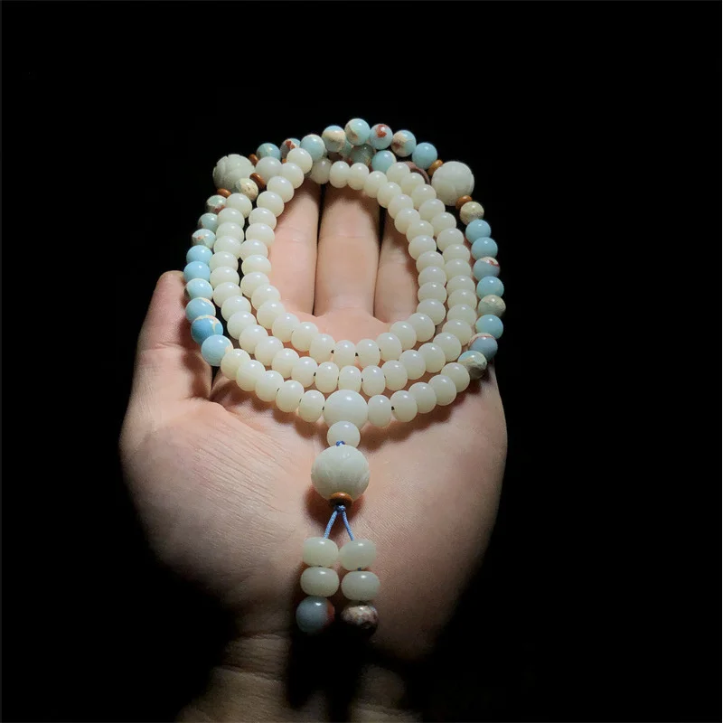 

Craftsman Creation108White Jade Bodhi Root Chain Bracelet Sweater Chain Shoushan Stone Live Broadcast with Goods One Piece Drops