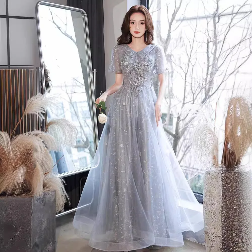 

Evening Dress Dress Fashion Foreign Style Blue Fairy Summer Fashion Birthday Banquet Host Student Graduation