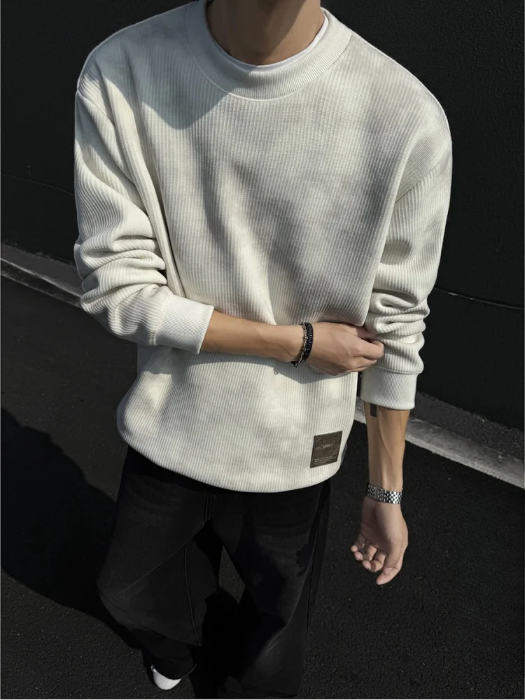 

American Retro Tie Dye round Ne Sweatirt Men Winter Thiened Warm Loose Casual Outerwear for Teenagers Youth Faion