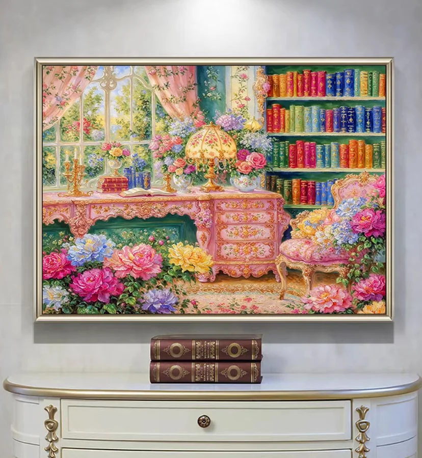 14CT 9CT Study Room Printed Kit Cross Stitch Embroidery DIY Needlework Set  Crafts With Needles Threads
