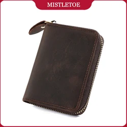 Vintage Genuine Leather Card Holder Original Cowhide Anti RFID Bank ID Driver License Card Wallet for Men