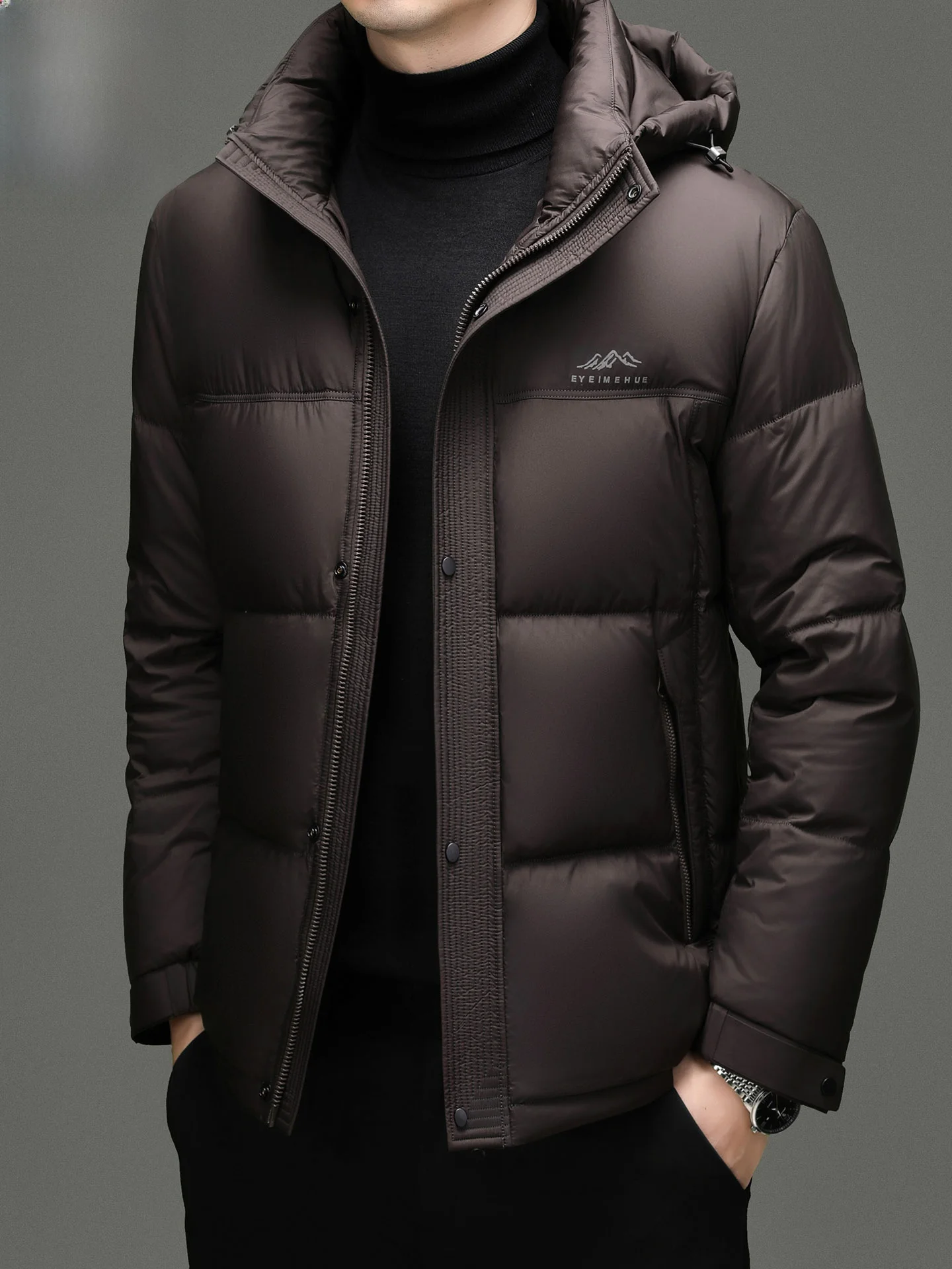 

Thiened White Du down Parka Men's Removable Hat Casual Outerwear Faionable Breathable Windproof Chinese Brand TUCANO