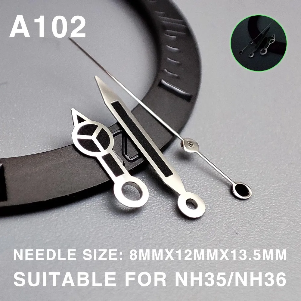 Green Luminous NH35 Hands Silver Gold Blue Green Purple Orange Red Watch Hands for NH35/NH36/4R/7S Movement Watches Pointers Rex