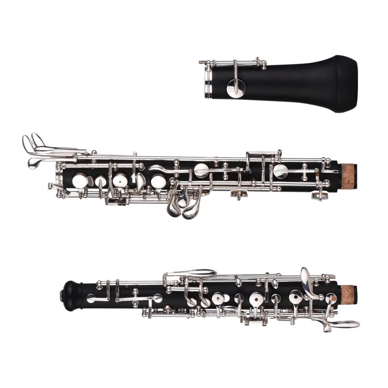 Professional Oboe C Key Semi-automatic Style Silver-plated Keys Woodwind Instrument with Oboe Reed Gloves Leather Case Carry Bag