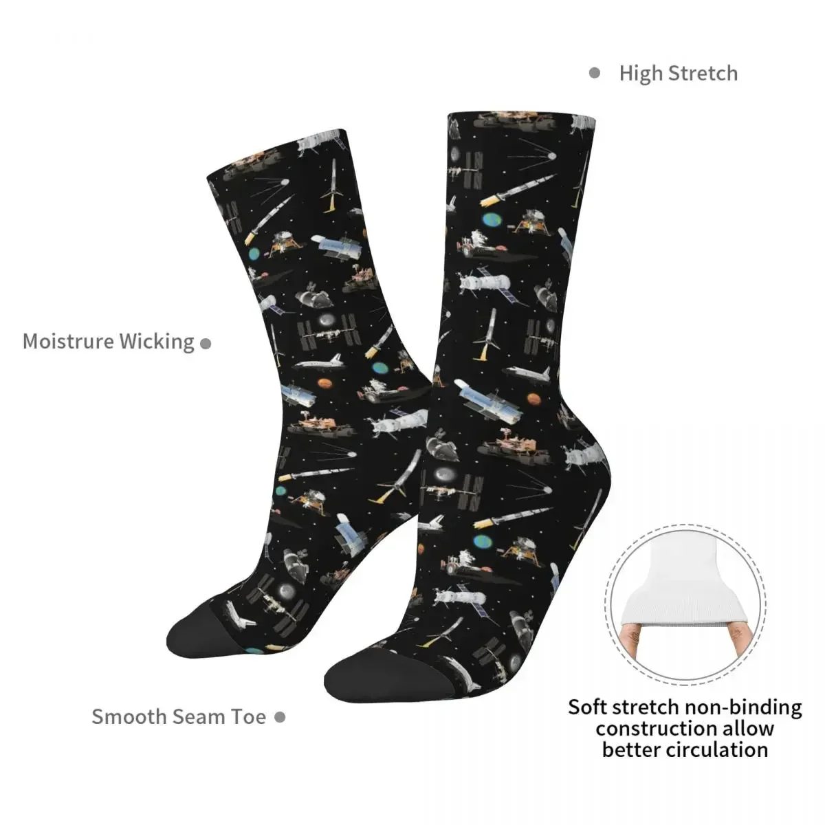 Space Exploration Socks Harajuku Super Soft Stockings All Season Long Socks Accessories for Unisex Birthday Present