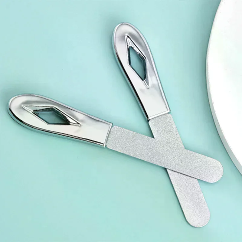 Stainless Steel Nail Files Double Sided Nail Files Anti-slip Handle Grit Diamond Fingernail File Easily Emery Boards