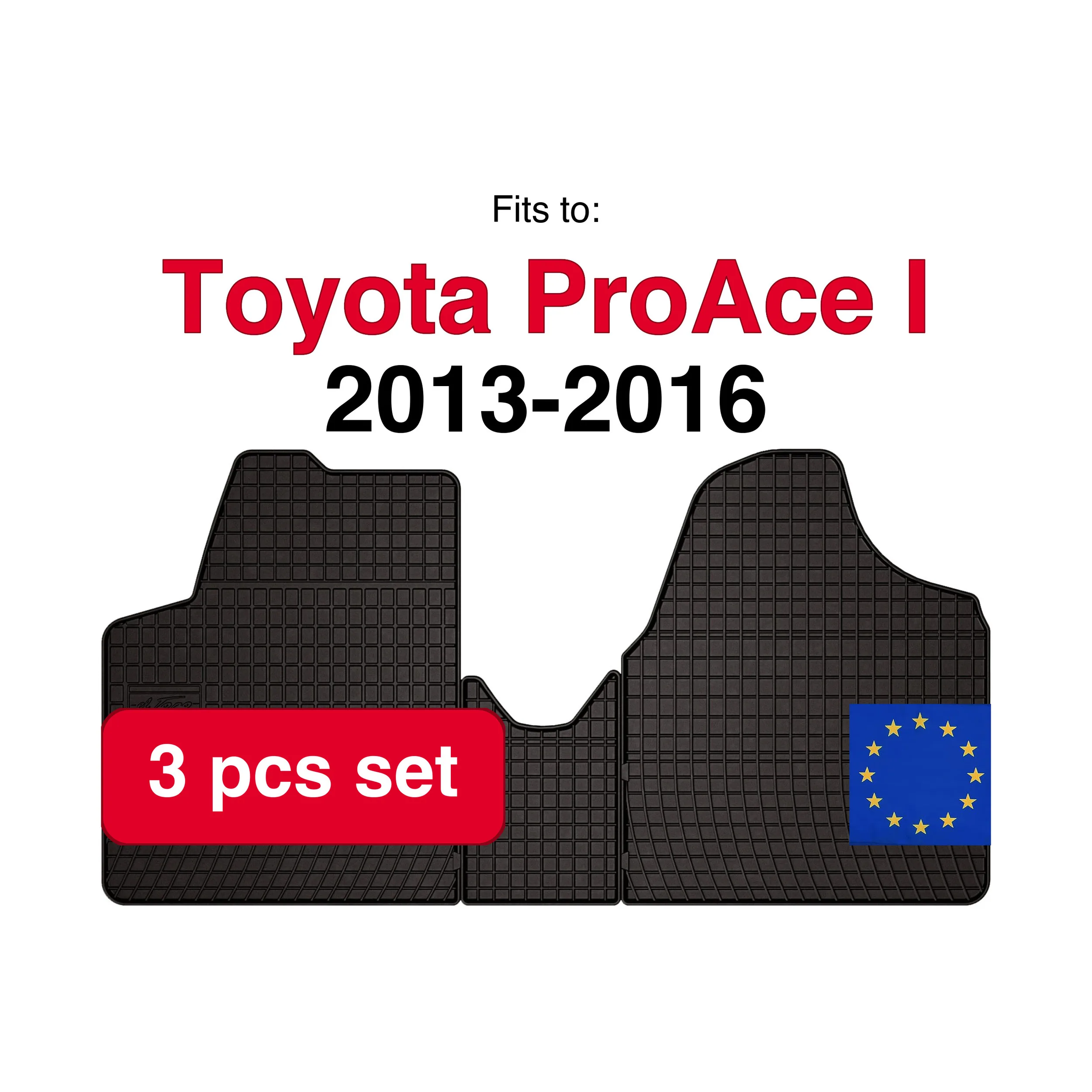 Rubberen autodeken voor Toyota ProAce en Vans 1st Row (2013-2016) -Zwart Fit (3 stuks)