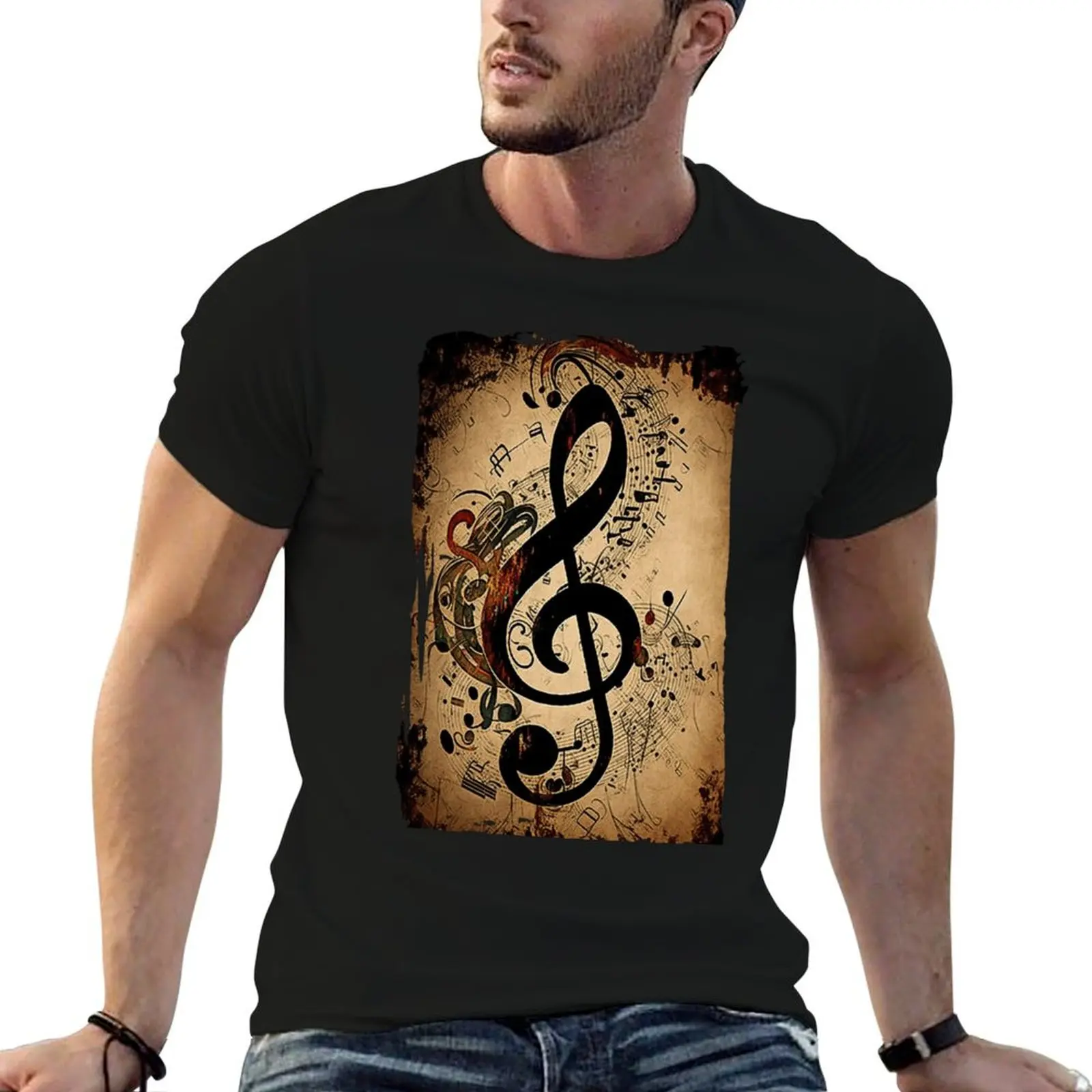 Abstract color treble clef T-Shirt Comfortable Workout Short Sleeve Shirt