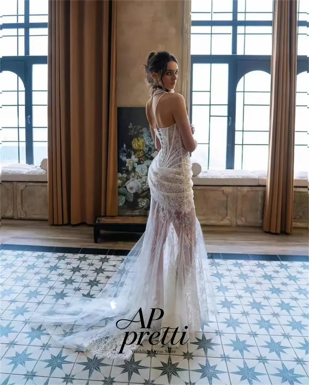 AP pretti 2026 Customized Classic Strapless Lace Bridal Gown Convertible Mermaid Wedding Dresses For Woman Vestidos De Novia